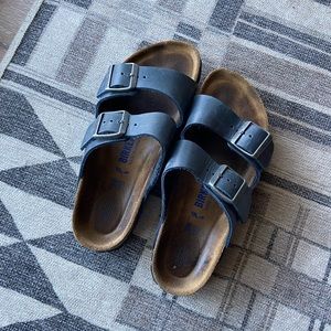 Blue oiled leather, Arizona Birkenstocks